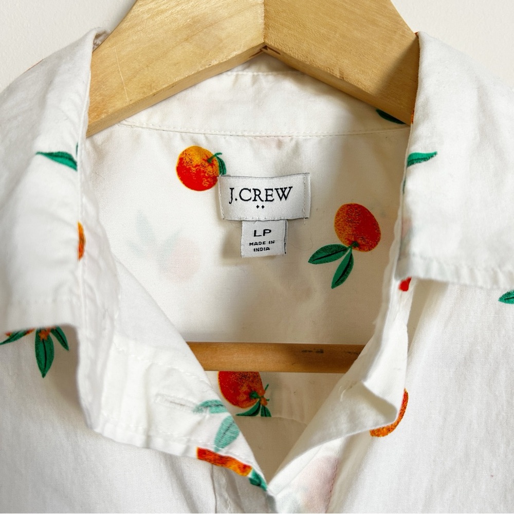 J. Crew Sleeveless Poplin Shirt in Signature Fit with Orange Print Women’s L P - Picture 3 of 6
